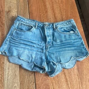 Scalloped Jean Shorts